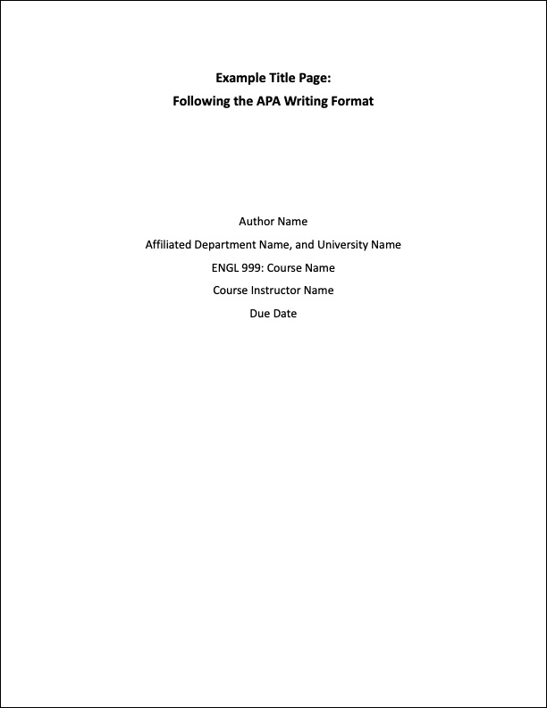 APA writing title page example